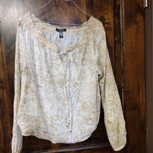 Ralph Lauren Cream and Gold Blouse